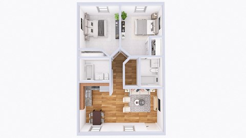 Floor plan for 2 beds, 2 baths, 854 sqft